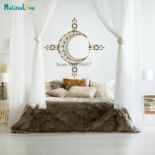 Boho Style Wall Decal Moon Art Bohemian Headboard Bedroom Dorm Unique Gift Removable Vinyl Wall Stickers BB971
