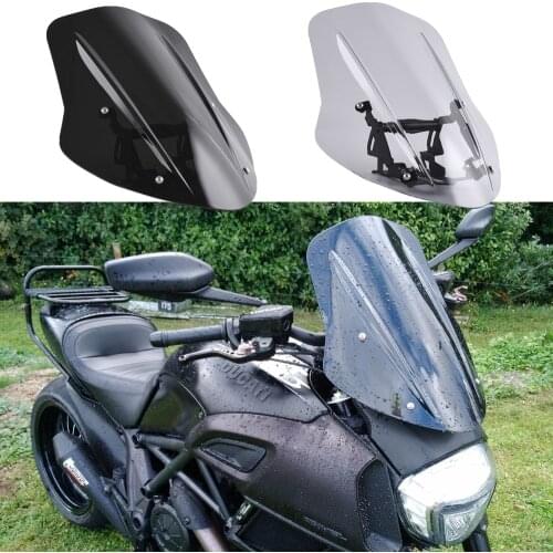 For 2014-2018 Ducati Diavel Windscreen Windshield Cover Wind Deflector with Mounting Bracket 2015 2016 2017 Motorcycle Parts New