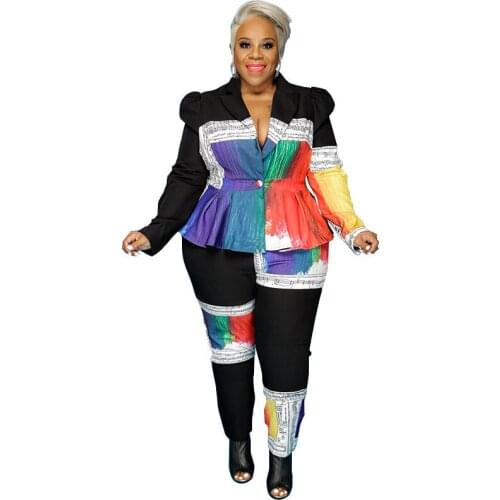 2021 Clothing New Fashion Popite Large Size Positioning Printing And Dyeing Suit Two-Piece Set Sportswear Women