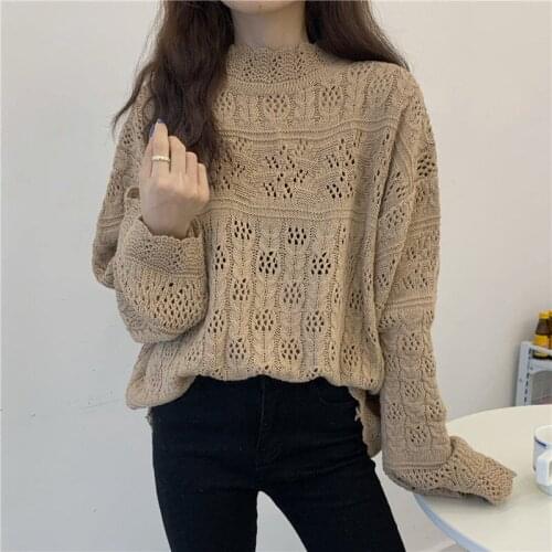 Women Solid Knitted Pullovers Oversized Sweater Female Round Neck Long Sleeve Casual Loose Pullovers Top 2021 Autumn Winter