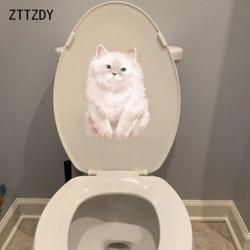 ZTTZDY 17*24.4CM Cute Cat BedRoom Home Wall Decor Toilet Decal Creative Sticker T3-0280
