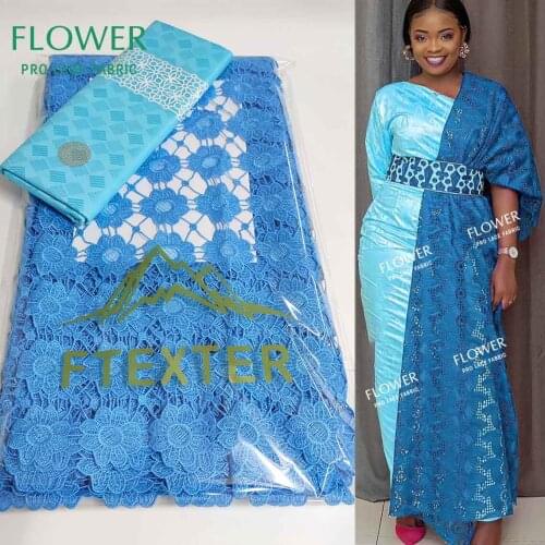 2.5+2.5 Yards 100% Egyptian Cotton Lace Soft African Swiss Fabric Nigerian Dubai Dry Lace For Ladies Bazin Riche Lace Fabric