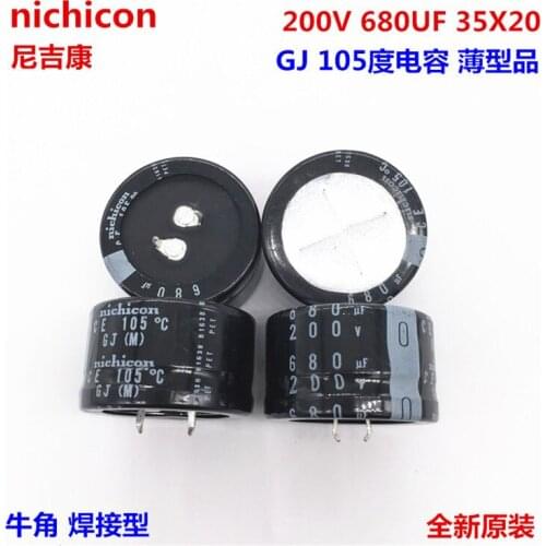 2PCS/10PCS 680uf 200v Nichicon GJ 35x20mm 200V680uF Snap-in PSU Capacitor