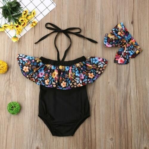 2PCS Baby Girls Flower Ruffle Swimwear Kids Bikini Tankini Swimsuit Girl Bathing Suit Beachwear Biquini