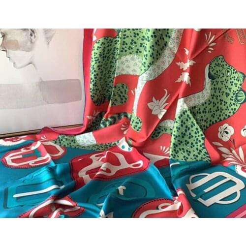 2020 new arrival spring summer leopard 100% silk scarf twill hand made roll 140*140 cm shawl wrap beach scarf for women lady