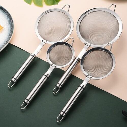 304 Stainlesssteel Kitchen Filter Soymilk Scoop Superfine Strainer Skimmer Oil Spill Spoon Kitchenware Small Colander Mesh Sieve