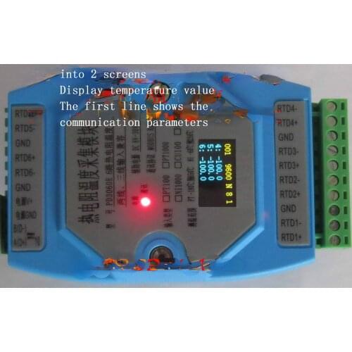 6-channel PT100 PT1000 Temperature Collector Acquisition Module Temperature Transmitter MODBUS RTU