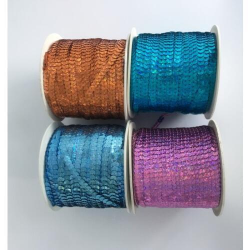 6mm Multi colors option plastic sequin ribbon home Decoration (with card) Packaging cardboard is random 10y/lot