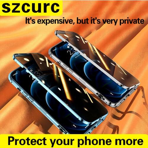 For iPhone 12 Case. NEW 360° Full Protection revent the peep Magnetic Adsorption Metal Glass phone cover iPhone 11 Pro MAX Mini