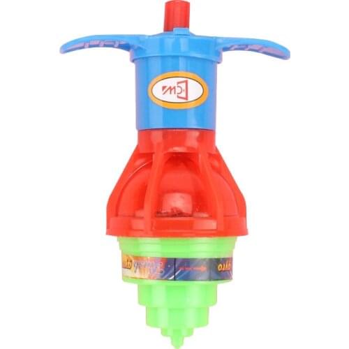 Colorful Flash Spinning Top Plastic Luminous Ejection handle Gyroscope flashing Pressure Gyro Childrens Classic Toys Gifts