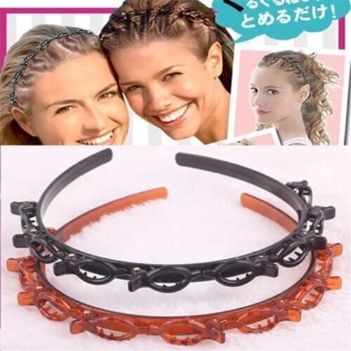 Double Layer Bands Clip Hairbands Fashion Plastic Braided Headband Punk New Knitting Womens Headwear Hair Accessories