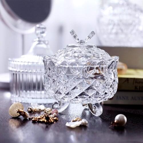 European Crystal Glass Candy Jar with Lid Storage Jar Household Living Room Dried Fruit Jar Snack Jar Jewelry Storage Jar