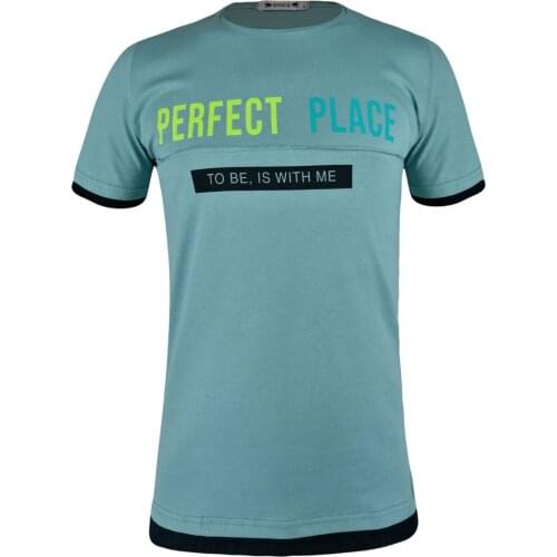 Kulemoda Perfect Place Printed SlimFit Lycra Sea Green Mens Tshirt