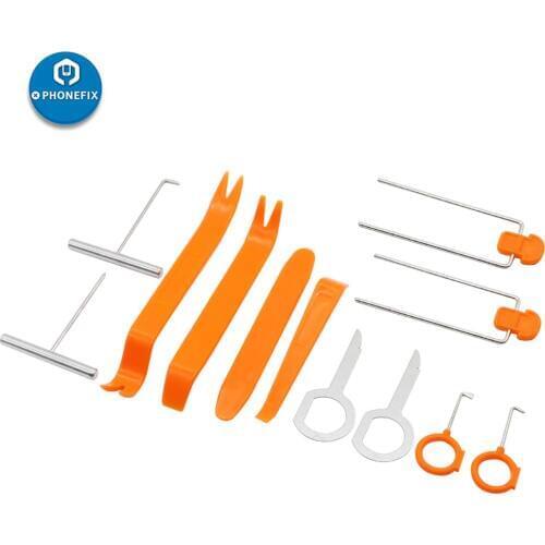 12pcs Car Audio Video Dashboard Dismantle Kits Car Interior Trim Panel Removal Tools with Crowbar Opening Tools Car Decorating