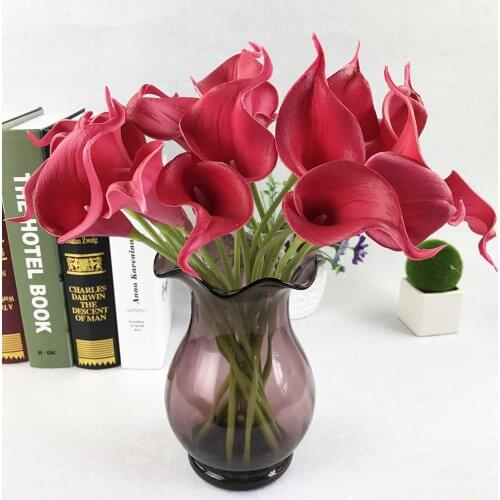 10-100Pieces / Lot PU Artificial Flowers Calla Lily Bunch Fake Flower Bouquet Table Home Fall Decoration Wedding Decor