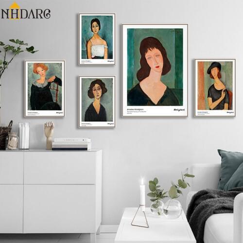 Modern Vogue Woman Portrait by Amedeo Modigliani Canvas Print Painting Poster Wall Pictures for Living Room Home Decor Wall Art