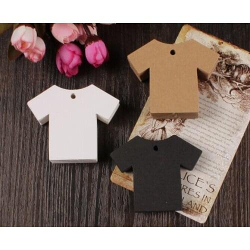 Kraft/ White/ Black 500pcs/lot Mens T-shirt Design Hang Tag For Candy Box/ Retro Gift Tag (Rope Included)