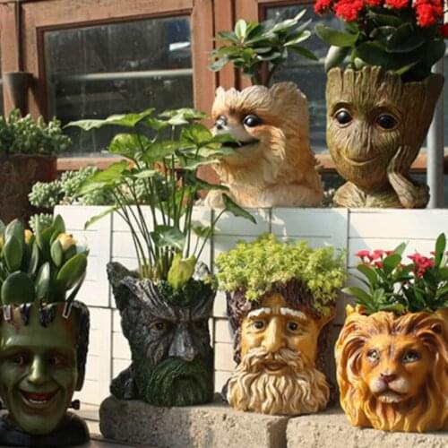 Creative Lovely animal flower pot Sculpture Ornaments Garden Balcony Green Plants Flower Potted Home Decoration Accessories