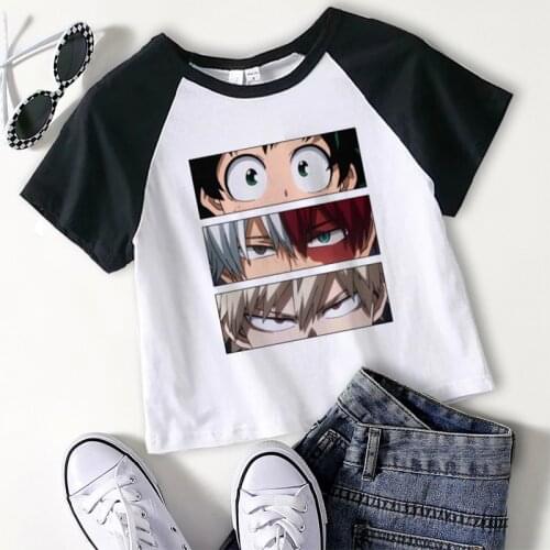 My Hero Academia Kawaii Anime Crop Top T Shirt Women Casual Harajuku Tee Short Sleeve Female T-Shirt Summer Camisetas De Mujer