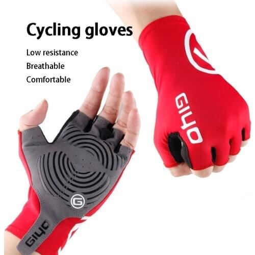 Lycra Fabric Palm Non-slip Glue Half-finger Cycling Gloves Low Resistance Breathable Comfortable Sport Bicycle Glove 5 colors