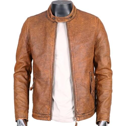 2022 Autumn Winter Mans Cow Leather Jacket European Fashion Motorcycle Outwear Clothing Men Slim Fit Genuine Leather Male Coat