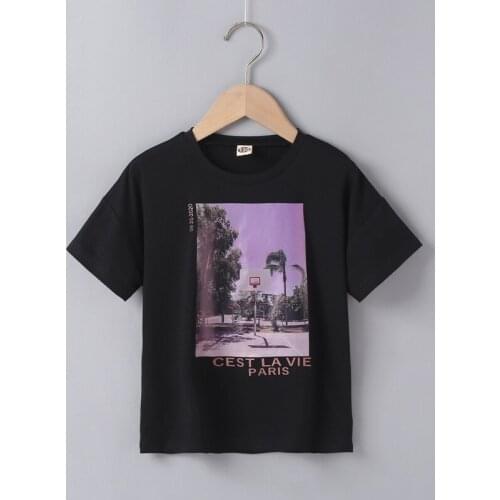 New Cotton Children Clothes Tops Fashion Kids Clothes Short Sleeve T-shirts Toddler Girl Clothes Boys Graphic Tee Summer 5-10Y