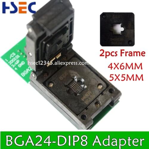 NEW ORIGINAL BGA24 to DIP8 BGA24 turn DIP8 programmer adapter 6*4MM+5*5MM Frame for W25Q54 TL866CS TL866A PEZP2010 2013 socket