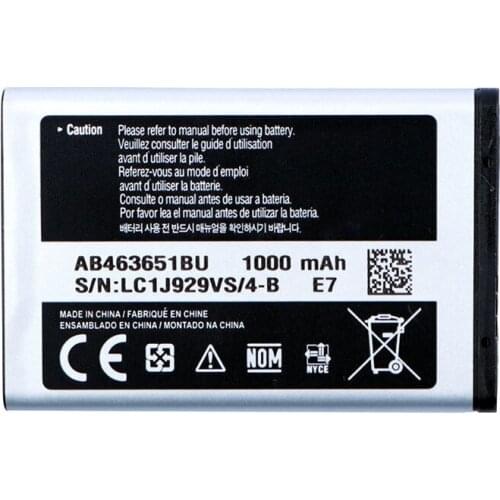 Original AB463651BC Battery For Samsung J800 S3650 S7070 S5608 S3370 L700 C3222 B3410 W559 S5628 F339 960mAh