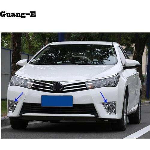 For Toyota Corolla Altis 2014 2015 2016 Car body head front fog light lamp frame stick styling ABS Chrome cover trim panel 2pcs