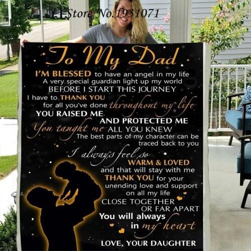 Gift Letter To My Dad 3D Printed Fleece Blanket for Beds Thick Quilt Fashion Throw Blanket From Love Daughter L99