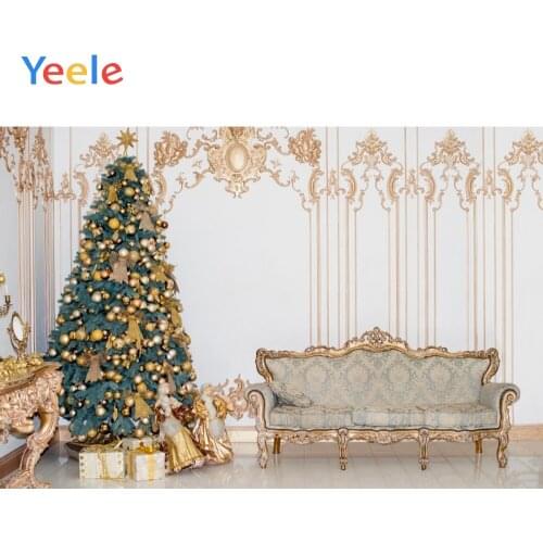 Christmas Tree Sofa Wooden Wall Decoration Baby Birthday Backdrop Photography Custom Photographic Background For Photo Studio