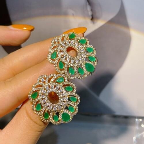 European American Fashion The New AAA Zircon Colorful Crystal Round Small umbrella Earrings For Women Mujer Jewelry Dropshipping