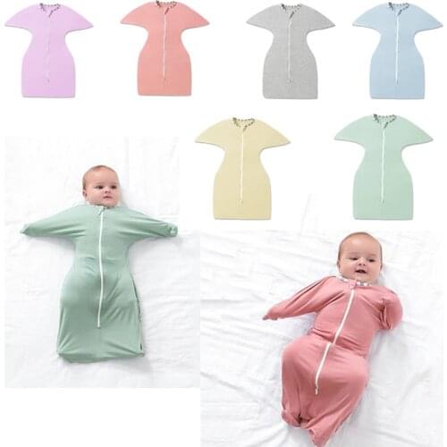 Baby Sleeping Bag With Zipper Infant Sleepsacks Newborn Swaddle Wrap 100% Cotton Soft Breathable And Easy To Change Diaper