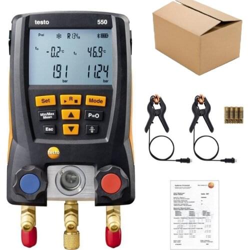 Testo 550 Refrigeration Vacuum Gauge Digital Manifold Kit Air Conditioning for Refrigeration Vacuum Pressure Temperature Tester