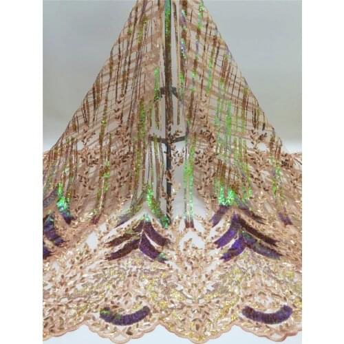 XIYA Gold African Lace Fabric 2021 High Quality Lace With Sequined French Mesh Tulle Lace Fabric For Party NI5120-2