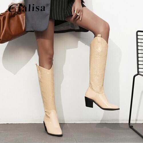 CIALISA Knee High Boots 2020 Hot sale Fashion High Quality Stiletto High Heels Women Boots Solid Slip On Pointed Toe Shoes