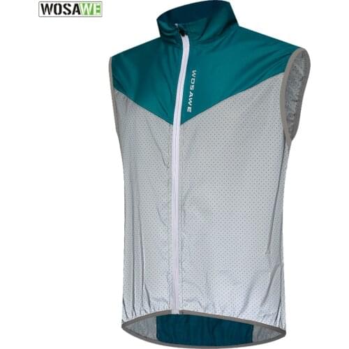 WOSAWE Men Women Ultralight Cycling Vest Windproof Running Vest Road MTB Bike Bicycle Reflective Sleeveless Cycling Windbreaker