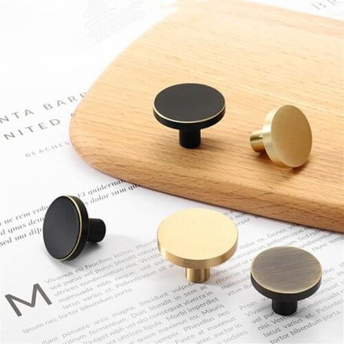 Retro Golden Single Hole Cupboard Handle Solid Brass Wardrobe Drawer Pulls Wine Cabinet Handles Door Knob Furniture Hardware