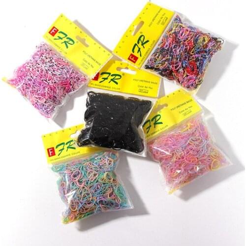 200Pcs/Bag Girls Colourful Rubber Bands Children Elastic Hair Bands Ponytail Holder Women Cute Hair Ring Sweet Hair Accessories