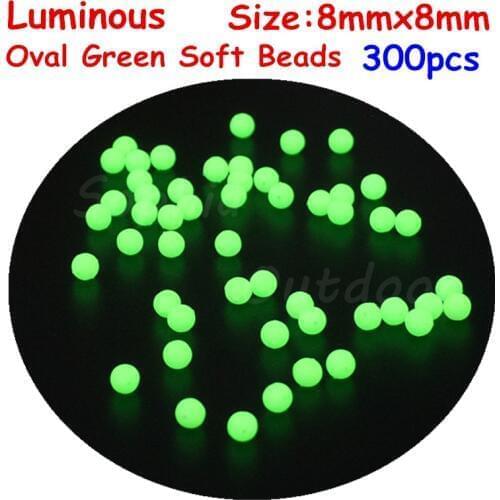 300pcs 8 * 8mm Glow Soft Fishing Beads 8mm Round LUMO Luminous Beads Premium Quality Green