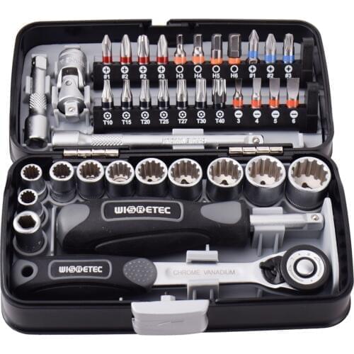 38pcs Mini Ratchet Wrench Set 1/4" Socket Screw Bits Kit Bike Maintenance Repair Hand Tool