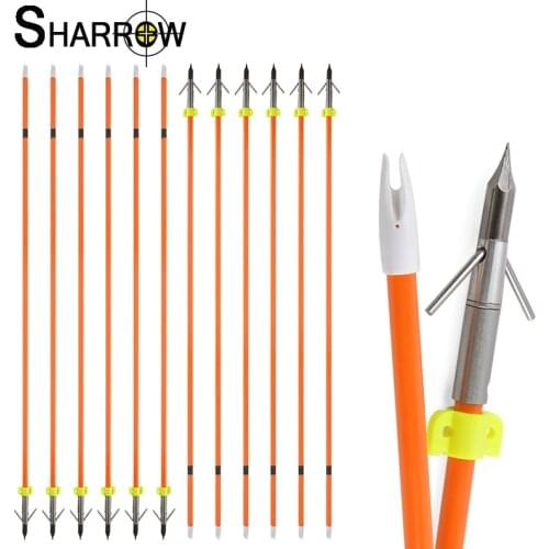 6/12pcs Archery Fishing Arrow Fiberglass Professional Shooting Fish 8mm Arrowhead for Compound Recurve Bow Slingshot Hunting
