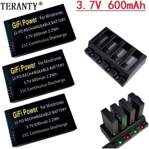 Upgraded 3.7V 600mAh Rechargeable LiPo Battery and charger for Parrot Jumping Sumo Swing Mambo Rolling Spider Mini Drone