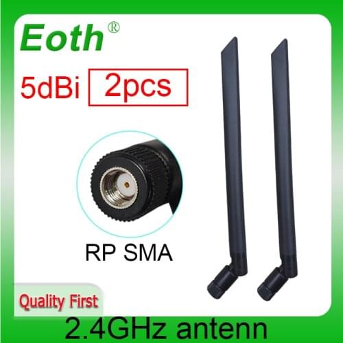 2pcs 2.4GHz wifi antenn 5dBi Aerial RP-SMA Connector antena 2.4G antenne wi fi antenas wi-fi antennas Wireless Router Booster
