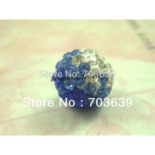 Free Shipping 10mm Blue Gradient Disco Ball Micro Pave Crystal Loose Beads Jewelry Findings 50pcs