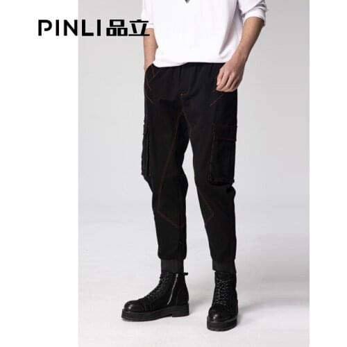 Free Shipping New Fashion Casual Male Pinli Autumn Mens Tooling Multi-pocket Pants Feet Black Trousers Tide For Men B203517329