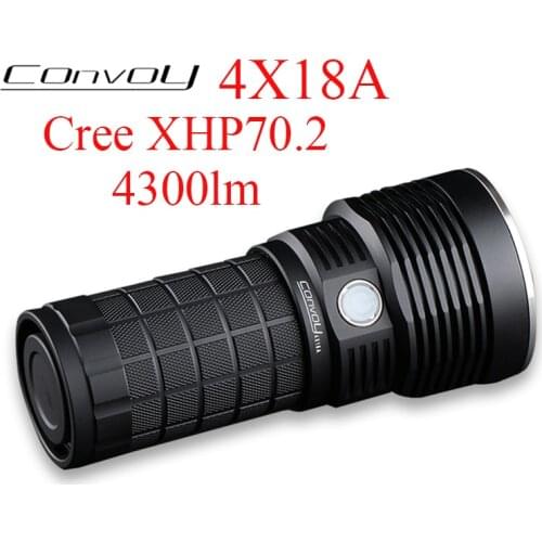 Convoy 4X18A Flashlight, Cree XHP70.2, 4300lm, Type-c Charging Interface,18650 Flash Torch Hunting Camping Most Powerful Light