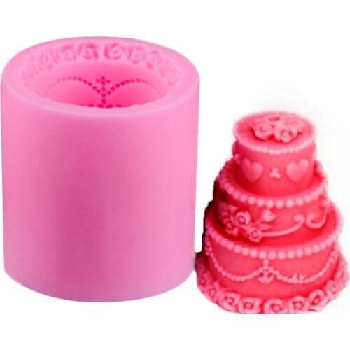 Cake mold 3 Tier Flower Rose shape Silicone Fondant Soap 3D Cake Mold Cupcake Jelly Candy Chocolate Decoration Baking Tool
