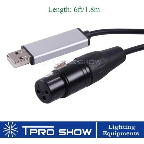 1.8M Stage USB DMX Interface Adapter Cable PC DMX Controller Dimmer USB DMX 512 Signal Conversion Wire For DJ Lights Machines