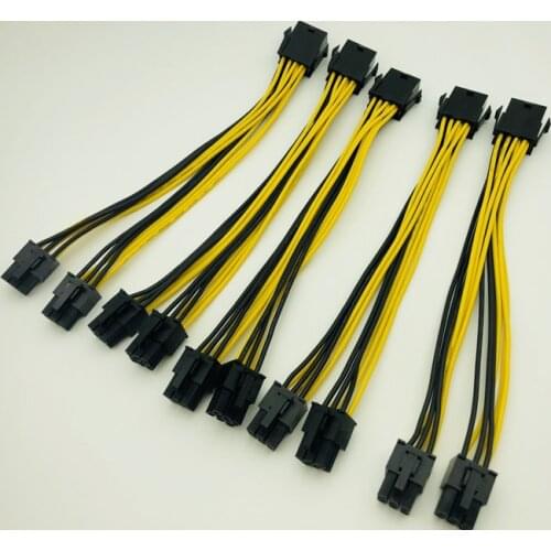 5pcs 8Pin to Graphics CPU Card Dual PCI-E PCIe 6Pin Power Supply Splitter Cable Cord Adapter 20cm Cable for Bitcoin Miner Mining